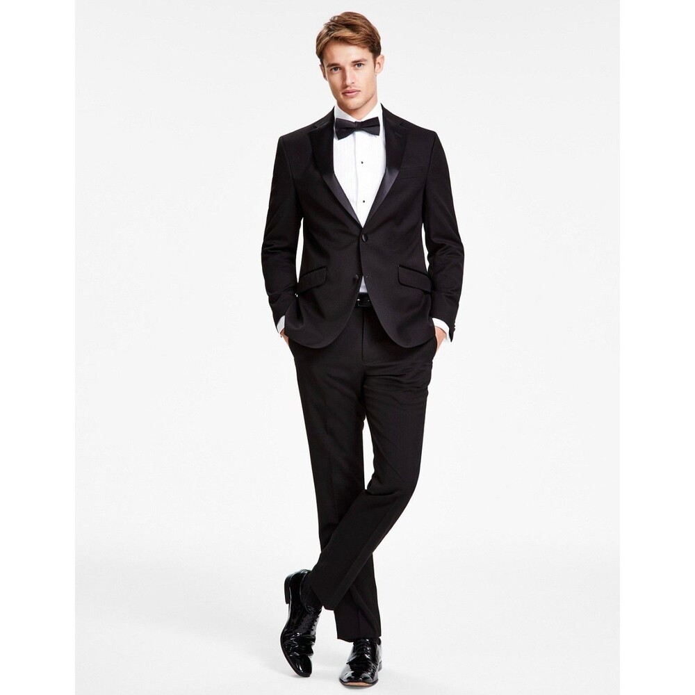$425 NEW KENNETH COLE Mens 36R Black 2 Piece Tuxedo Suit With Dress Pants 29x32